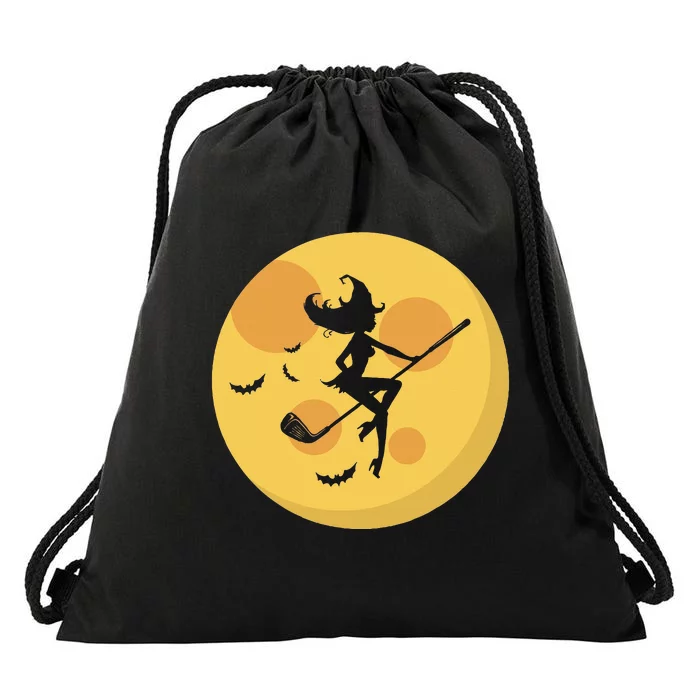 Golf Witch Riding Golf Stick Funny Halloween Golf Club Drawstring Bag