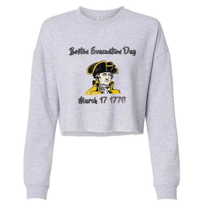 George Washington Revolutionary War Boston Evacauation Day Gift Cropped Pullover Crew