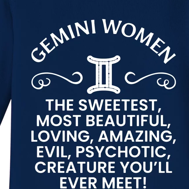 Gemini Women Sweetest Beautiful Funny Gemini Zodiac Signs Baby Long Sleeve Bodysuit