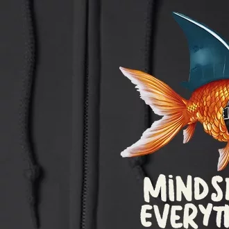 Goldfish With Shark Fin Costume Illustration Full Zip Hoodie