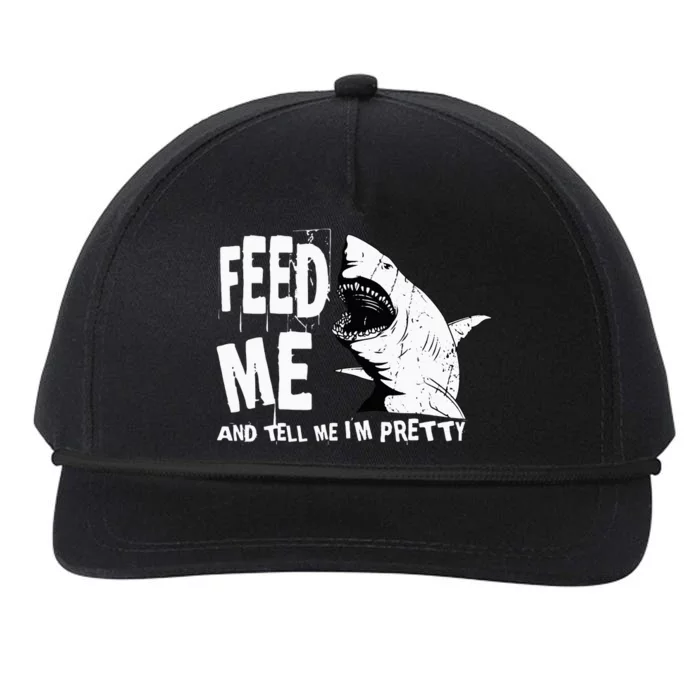 Great White Shark Feed Me Largest Predator Ocean Biologists Snapback Five-Panel Rope Hat