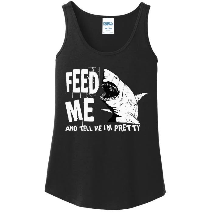 Great White Shark Feed Me Largest Predator Ocean Biologists Ladies Essential Tank