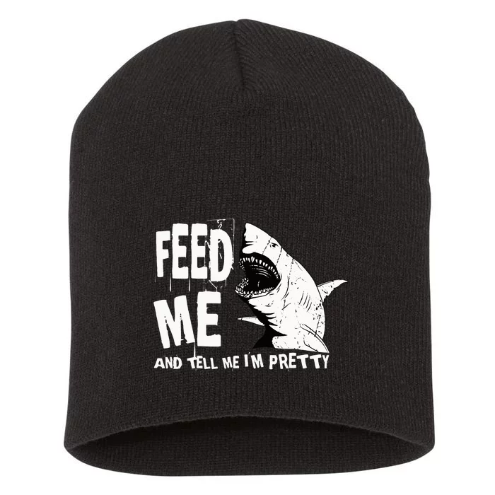 Great White Shark Feed Me Largest Predator Ocean Biologists Short Acrylic Beanie