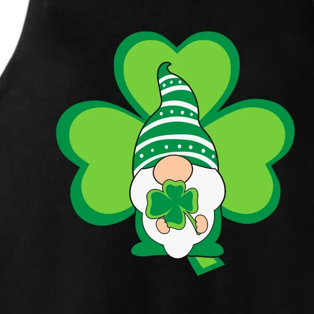 Gnome With Shamrock St Patricks Day Ladies Tri-Blend Wicking Tank