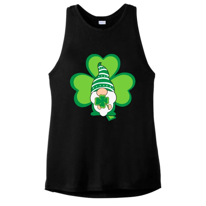 Gnome With Shamrock St Patricks Day Ladies Tri-Blend Wicking Tank