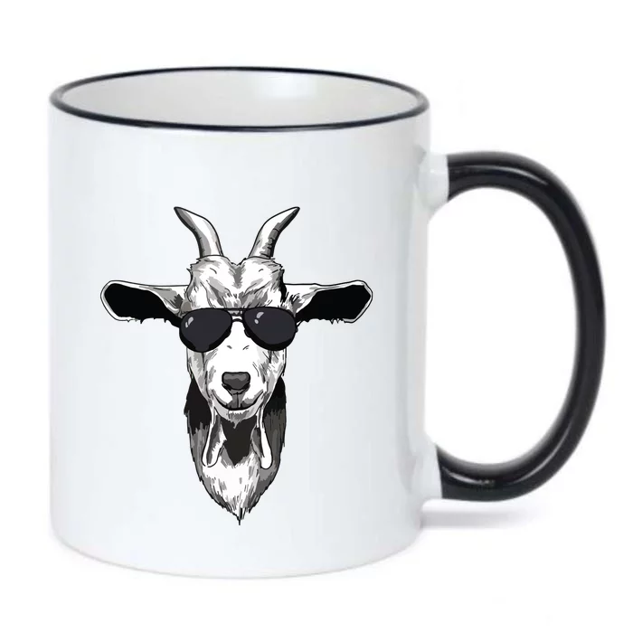 Goat With Sunglasses Black Color Changing Mug