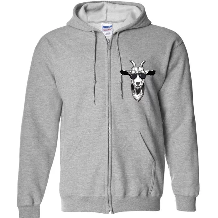 Goat With Sunglasses Full Zip Hoodie