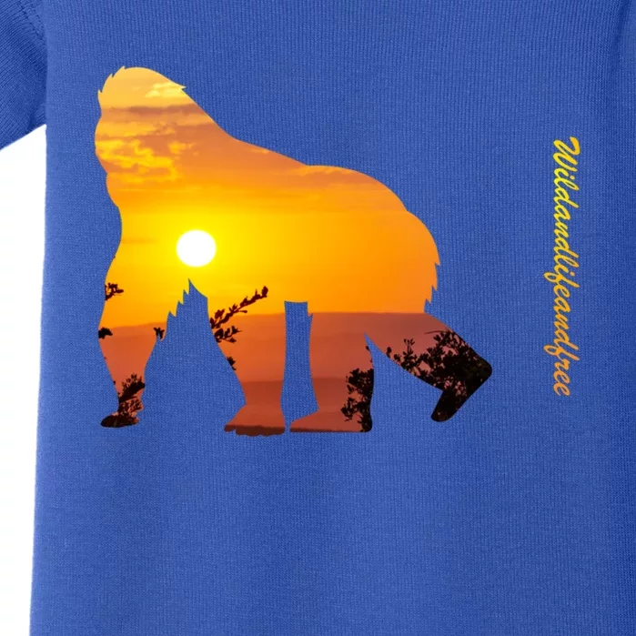 Gorilla With Sunset In Africa Wildlife Gorillas Meaningful Gift Baby Bodysuit