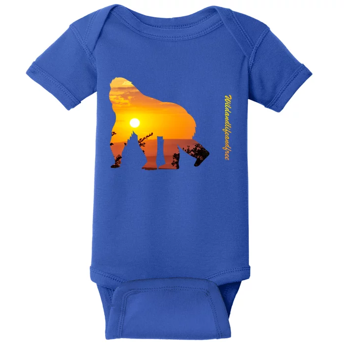 Gorilla With Sunset In Africa Wildlife Gorillas Meaningful Gift Baby Bodysuit