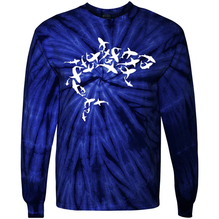 Great White Shark Lover Marine Biology Animal Science Tie-Dye Long Sleeve Shirt