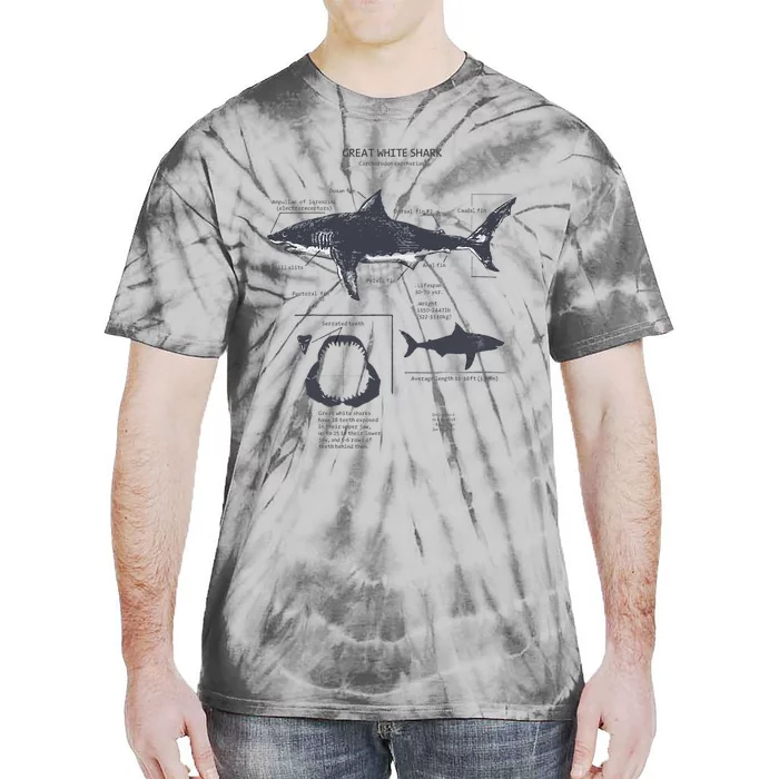 Great White Shark Anatomy Marine Biologist Tie-Dye T-Shirt