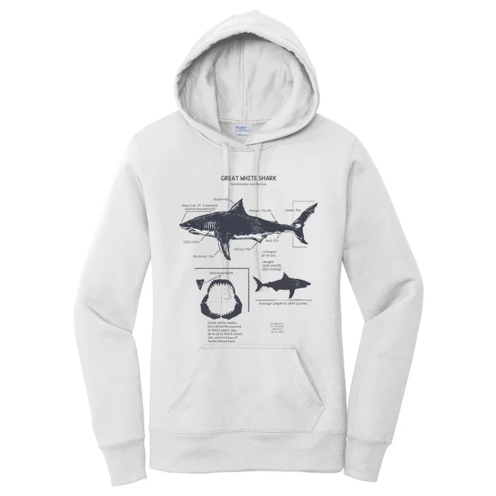 Great White Shark Anatomy Marine Biologist Women's Pullover Hoodie