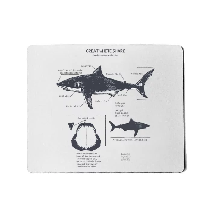 Great White Shark Anatomy Marine Biologist Mousepad