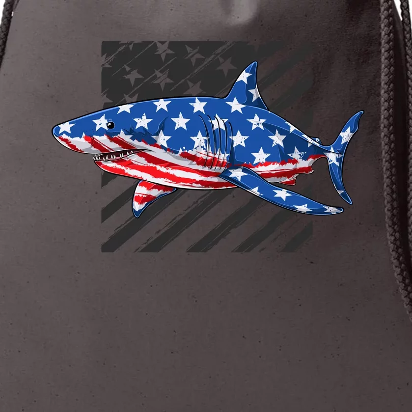 Great White Shark USA Flag Week Sharks Drawstring Bag