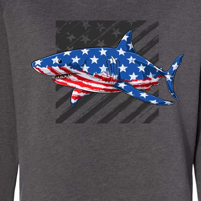 Great White Shark USA Flag Week Sharks Womens California Wash Sweatshirt