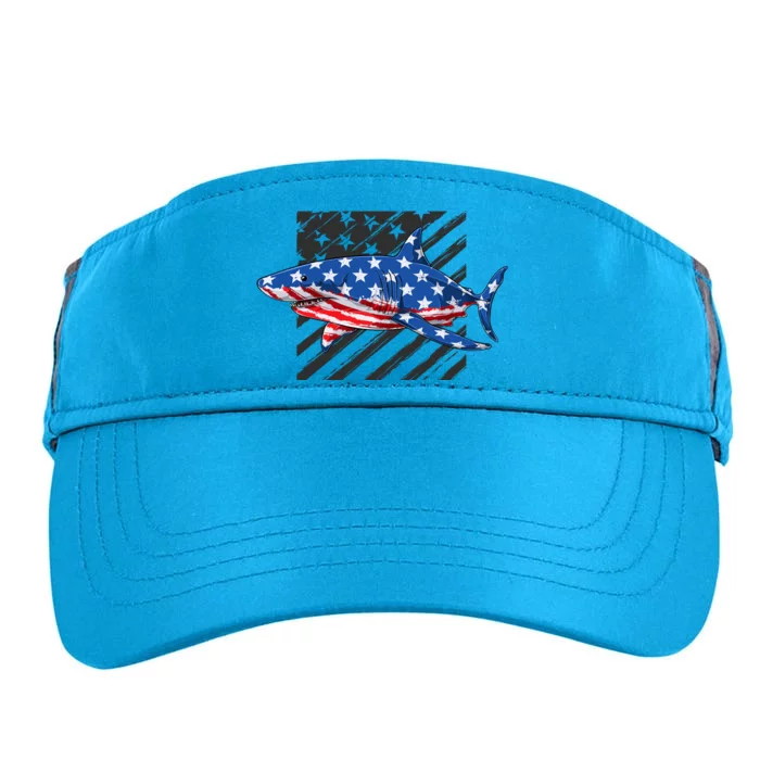 Great White Shark USA Flag Week Sharks Adult Drive Performance Visor