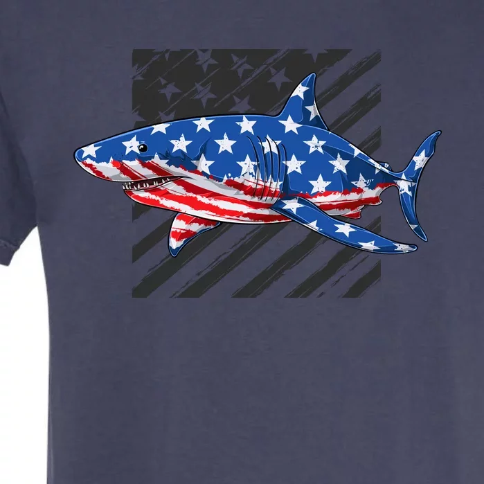 Great White Shark USA Flag Week Sharks Garment-Dyed Heavyweight T-Shirt