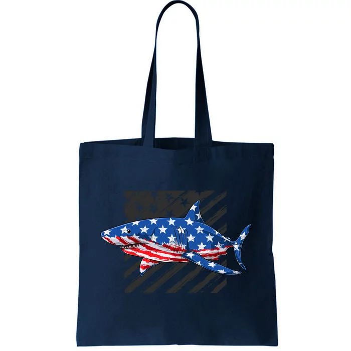 Great White Shark USA Flag Week Sharks Tote Bag