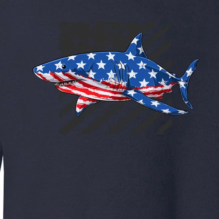 Great White Shark USA Flag Week Sharks Toddler Sweatshirt