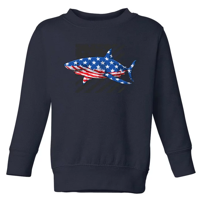 Great White Shark USA Flag Week Sharks Toddler Sweatshirt