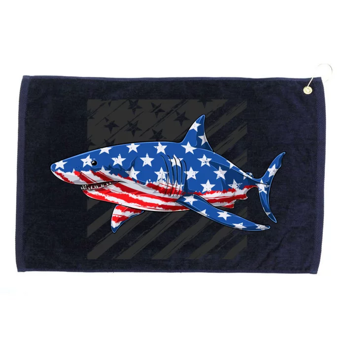 Great White Shark USA Flag Week Sharks Grommeted Golf Towel