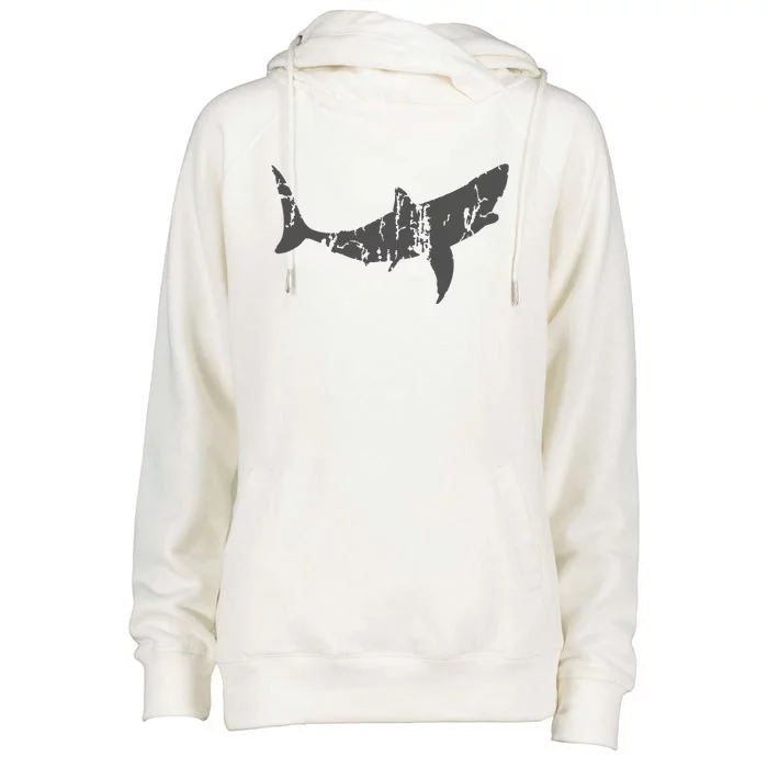 Great White Shark Vintage Design Great White Shark Print Womens Funnel Neck Pullover Hood