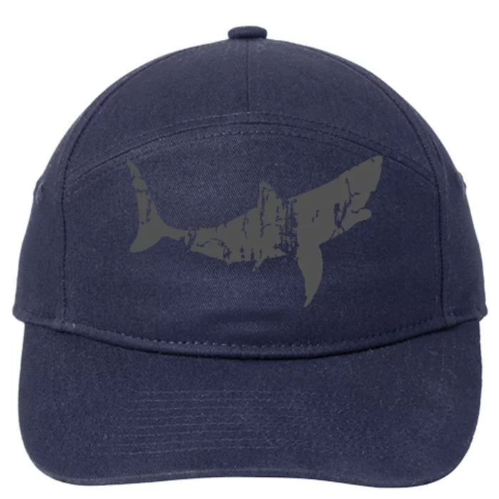 Great White Shark Vintage Design Great White Shark Print 7-Panel Snapback Hat