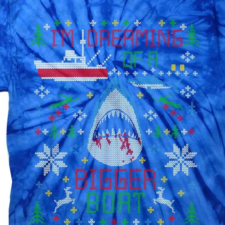 Great White Shark Fishing Ugly Christmas Sweater Party Cool Gift Tie-Dye T-Shirt