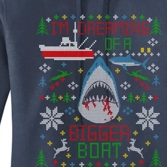 Great White Shark Fishing Ugly Christmas Sweater Party Cool Gift Women's Pullover Hoodie