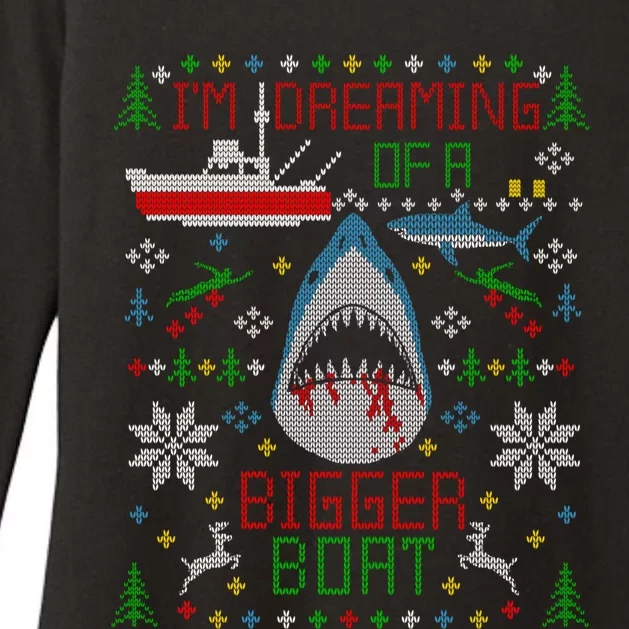 Great White Shark Fishing Ugly Christmas Sweater Party Gift Cool Gift Womens CVC Long Sleeve Shirt