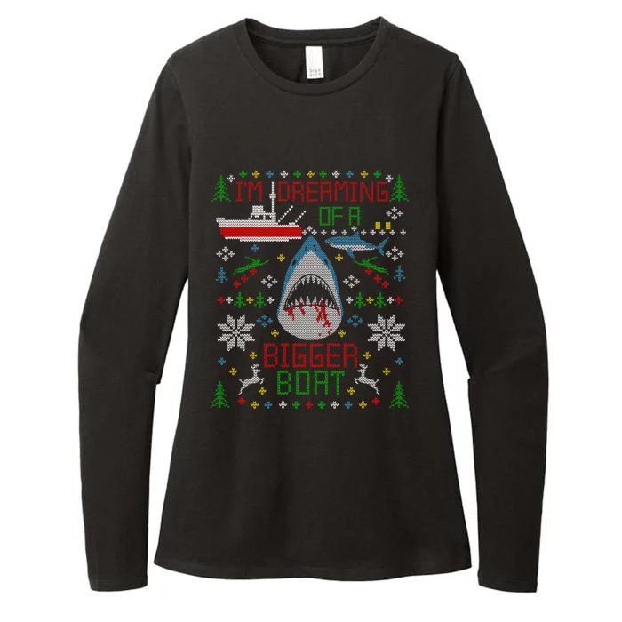 Great White Shark Fishing Ugly Christmas Sweater Party Gift Cool Gift Womens CVC Long Sleeve Shirt