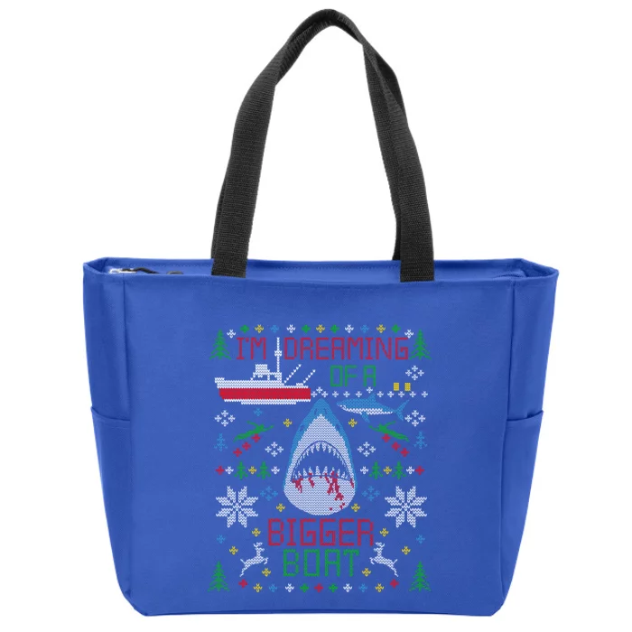 Great White Shark Fishing Ugly Christmas Sweater Party Gift Cool Gift Zip Tote Bag