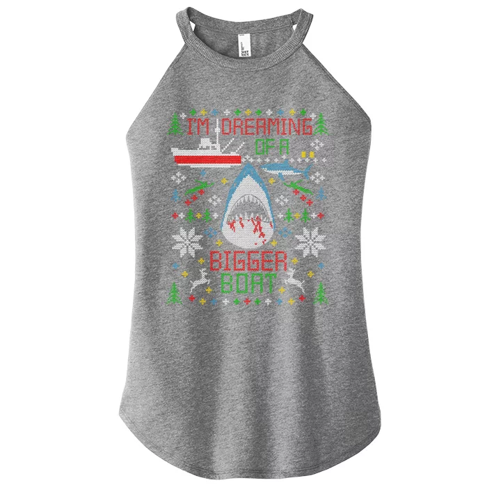 Great White Shark Fishing Ugly Christmas Sweater Party Gift Cool Gift Women’s Perfect Tri Rocker Tank