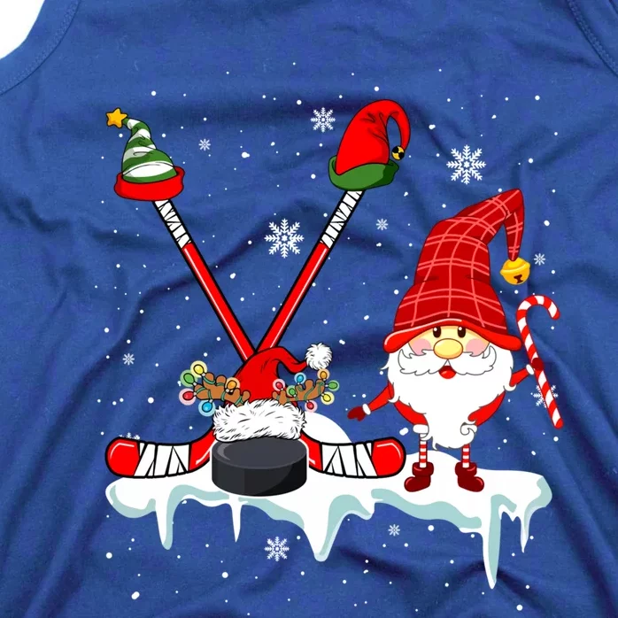 Gnome With Santa Elf Reindeer Hockey Tools Xmas Player Cute Gift Tank Top