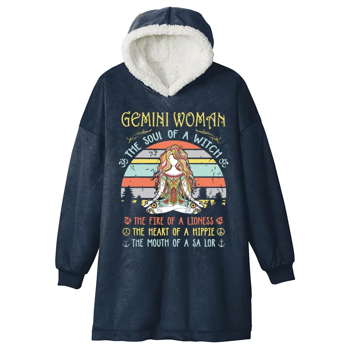 Gemini Woman The Soul Of A Witch Vintage Birthday Hooded Wearable Blanket