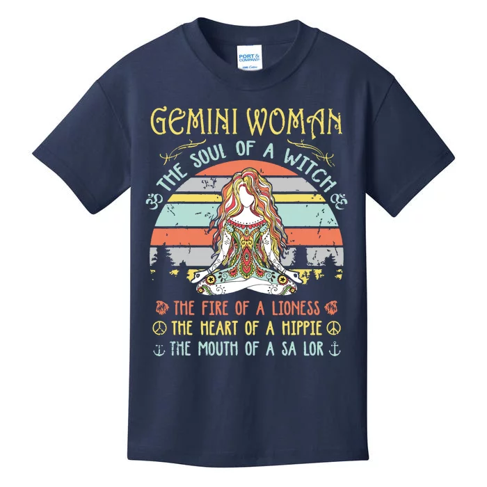 Gemini Woman The Soul Of A Witch Vintage Birthday Kids T-Shirt