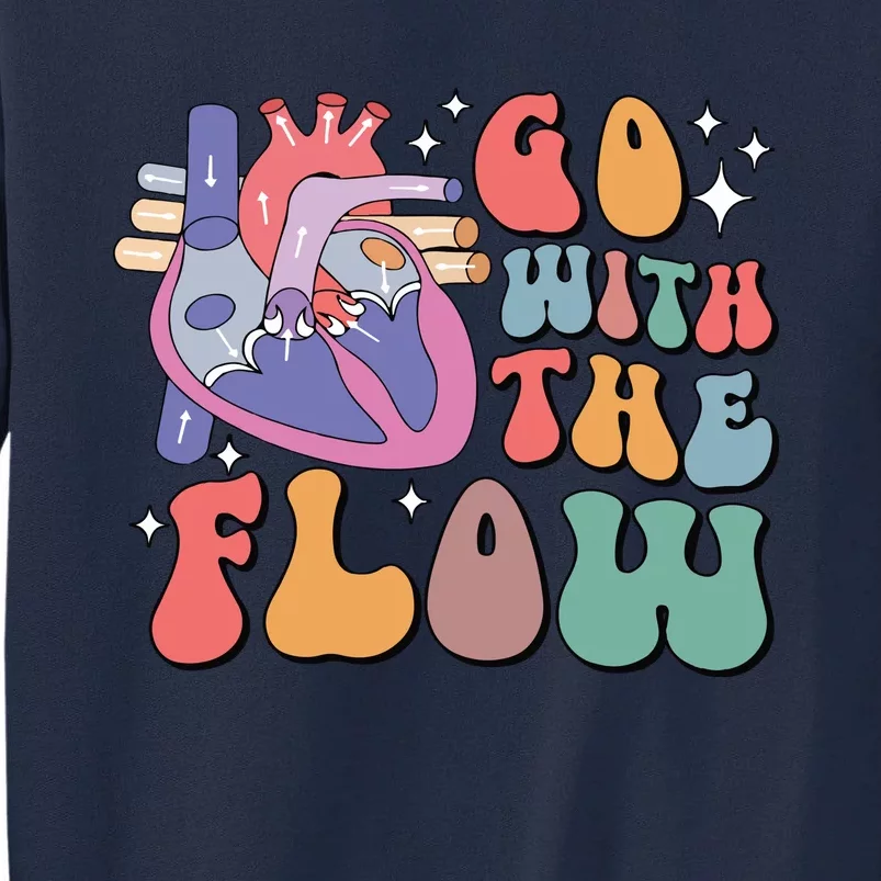 Go With The Flow Retro Cvicu Cardiac Nurse Heart Flow Tall Sweatshirt