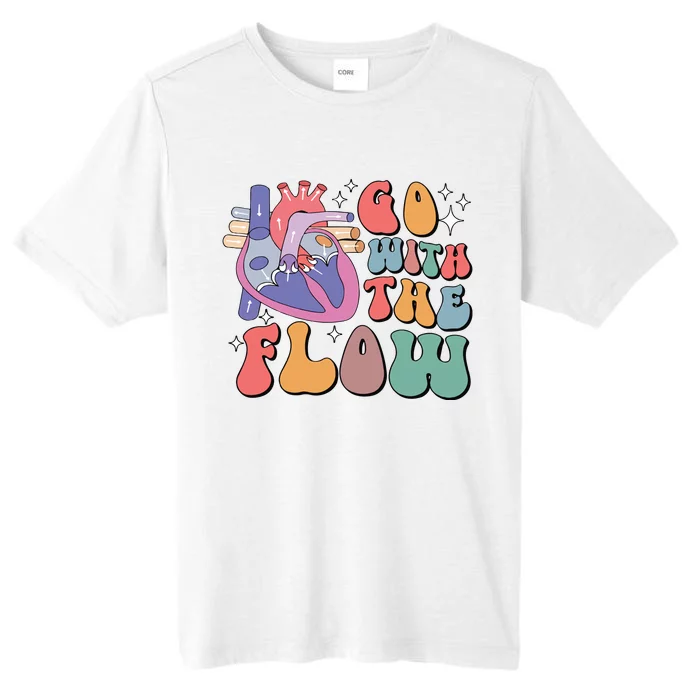 Go With The Flow Retro Cvicu Cardiac Nurse Heart Flow ChromaSoft Performance T-Shirt