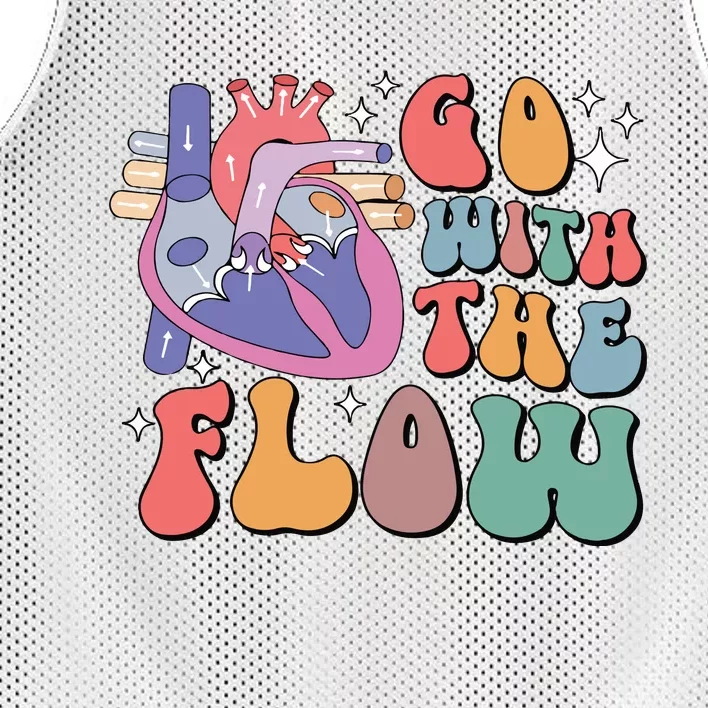 Go With The Flow Retro Cvicu Cardiac Nurse Heart Flow Mesh Reversible Basketball Jersey Tank