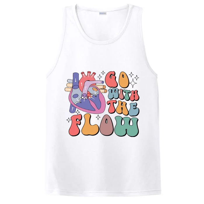 Go With The Flow Retro Cvicu Cardiac Nurse Heart Flow Performance Tank