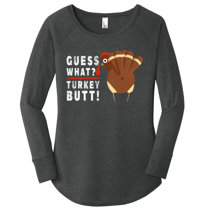 Guess What Turkey Pilgrim Funny Thanksgiving Women's Perfect Tri Tunic Long Sleeve Shirt