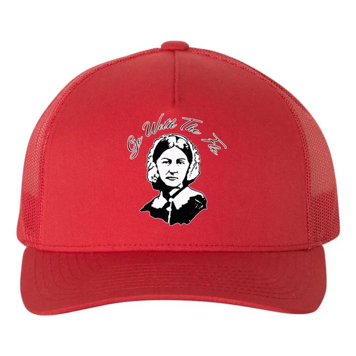 Go With The Flo Florence Nightingale Funny Nurse Yupoong Adult 5-Panel Trucker Hat