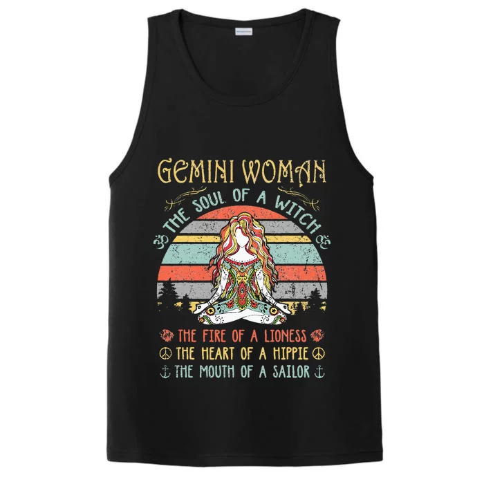 Gemini Woman The Soul Of A Witch Vintage Birthday Performance Tank