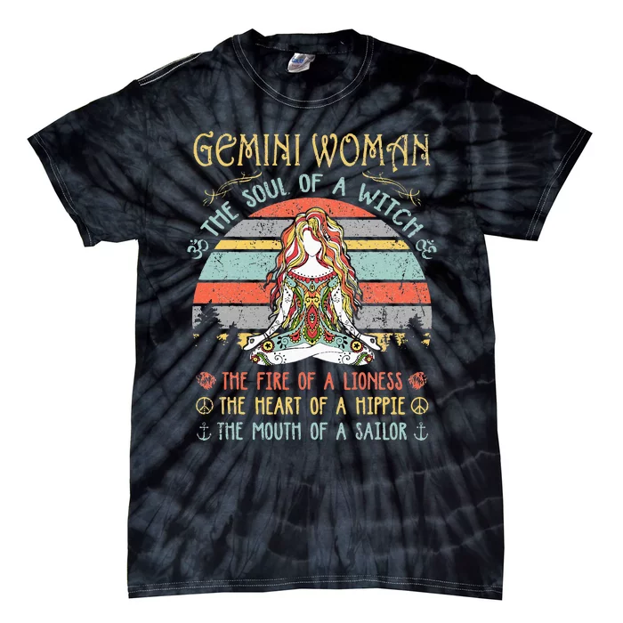 Gemini Woman The Soul Of A Witch Vintage Birthday Tie-Dye T-Shirt