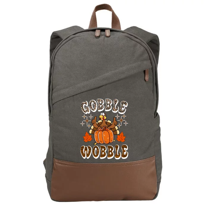 Gooble Wobble Turkey Thanksgiving Holiday Cheetah Cotton Canvas Backpack