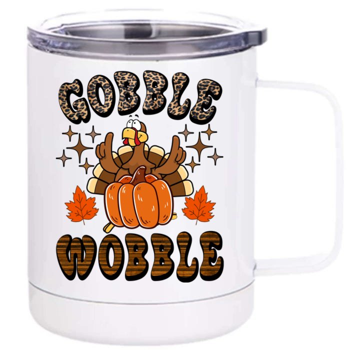 Gooble Wobble Turkey Thanksgiving Holiday Cheetah Front & Back 12oz Stainless Steel Tumbler Cup