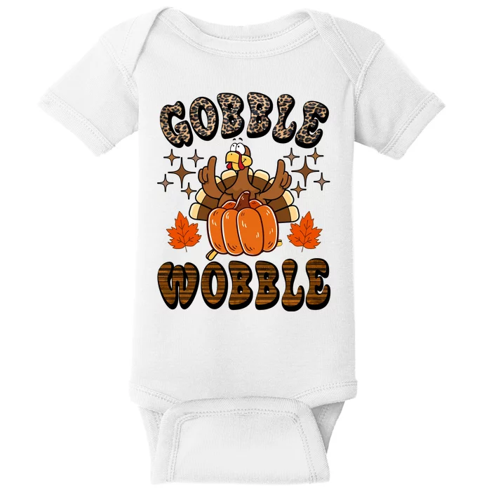 Gooble Wobble Turkey Thanksgiving Holiday Cheetah Baby Bodysuit