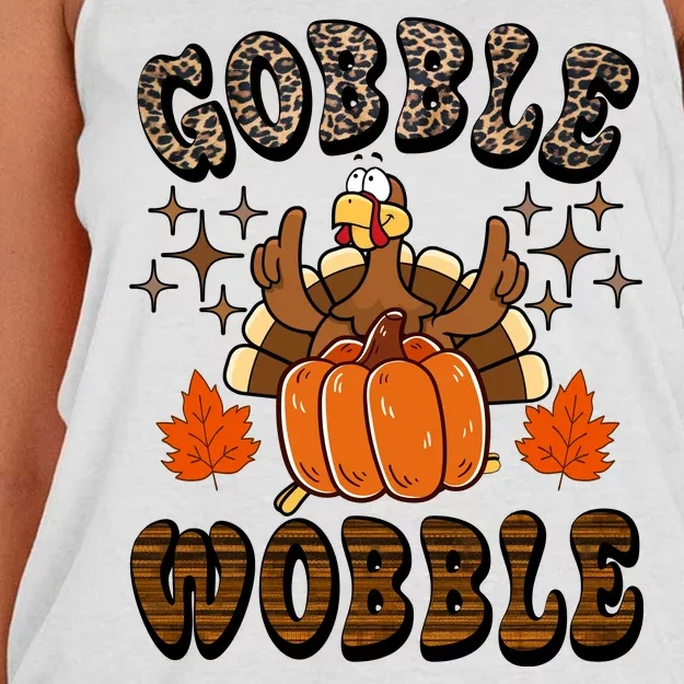 Gooble Wobble Turkey Thanksgiving Holiday Cheetah Women's Knotted Racerback Tank