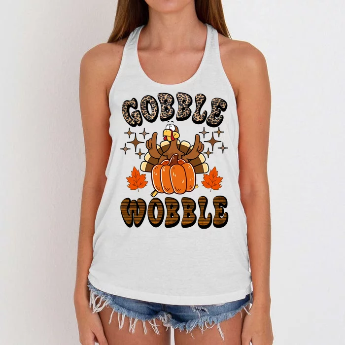 Gooble Wobble Turkey Thanksgiving Holiday Cheetah Women's Knotted Racerback Tank