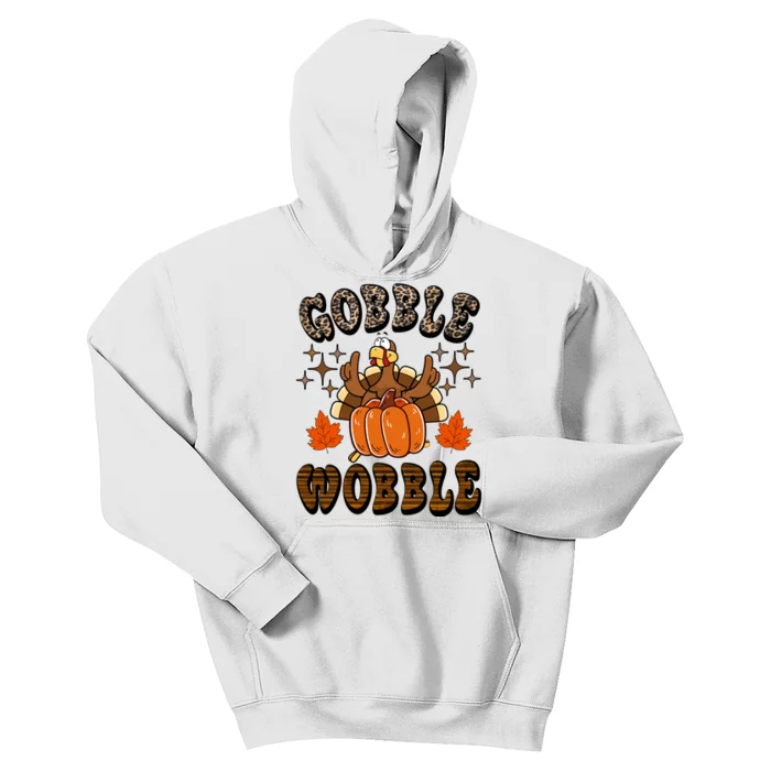 Gooble Wobble Turkey Thanksgiving Holiday Cheetah Kids Hoodie